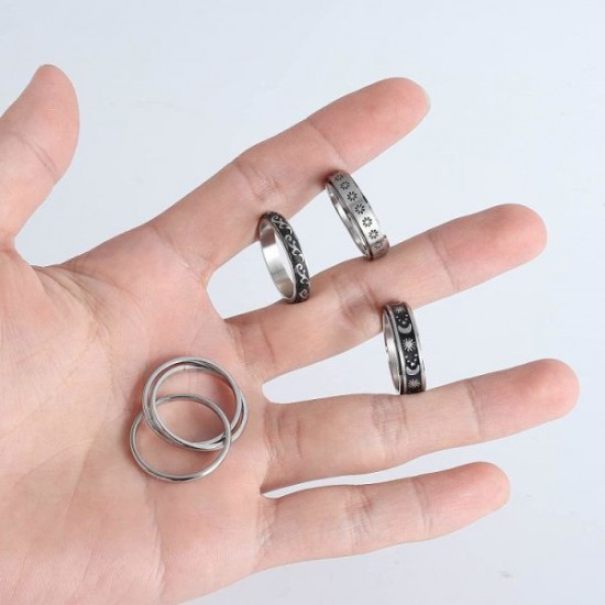 4Pcs Stainless Fidget Band Rings Spinner Rings For Women Mens Triple Interlocked Rolling Ring Celtic Stress Relieving Reduce Anxiety Size 7 4Pcs Stainless Fidget Band Rings Spinner Rings For Women Mens Triple Interlocked Rolling Ring Celtic Stress Relieving Reduce Anxiety Size 7